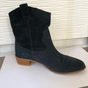 Navy Suede Ankle Boots by Derimod